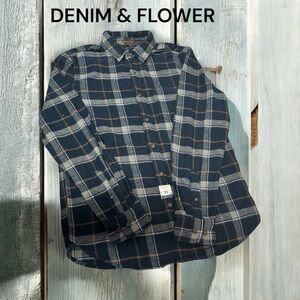 Denim & Flower  Flannel Shirt plaid multicolor 100% cotton size M !!